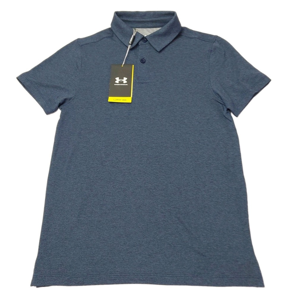 Under Armour Boys Youth Polo Shirt Medium YM UPF 50 Stretch NWT‎ Navy